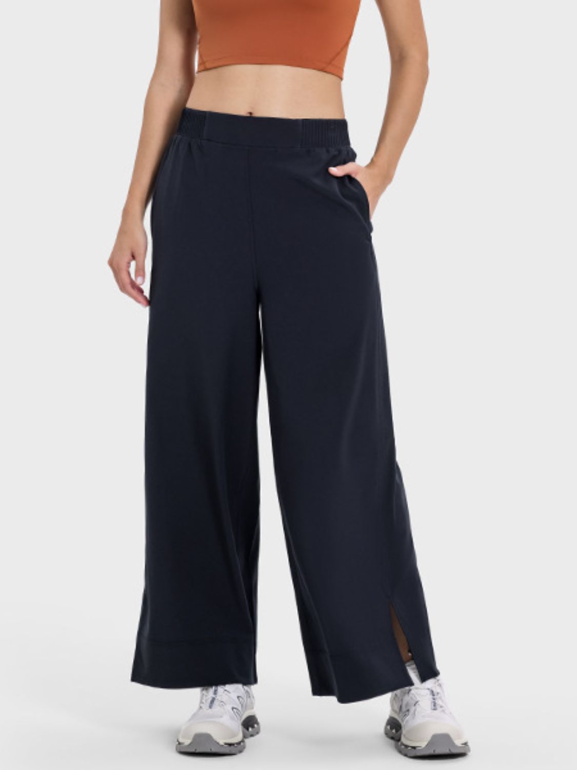 Millennia Slit Wide Leg Active Pants - Little Miss Vanilla