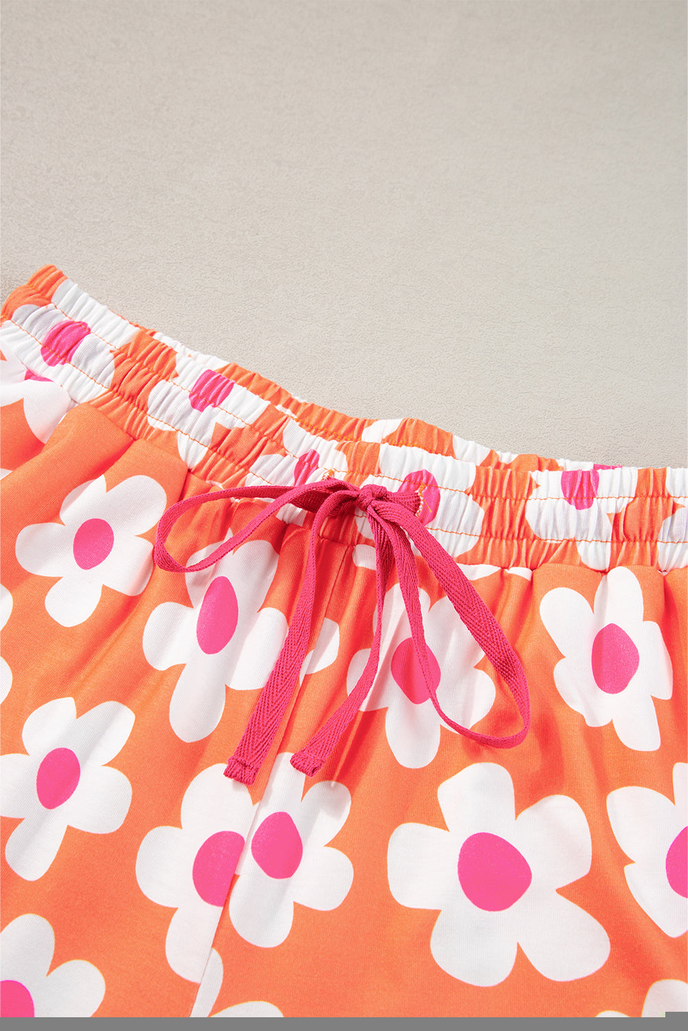 Orange Flower Print Short Sleeve Shirt Pajamas Set - Little Miss Vanilla