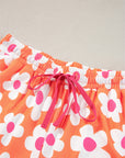 Orange Flower Print Short Sleeve Shirt Pajamas Set - Little Miss Vanilla