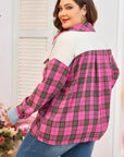 Plus Size Plaid Collared Neck Long Sleeve Shirt - Little Miss Vanilla