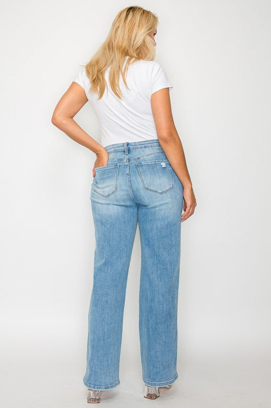 bytos Full Size Distressed High Rise Straight Jeans - Little Miss Vanilla