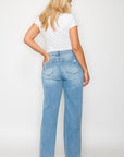 bytos Full Size Distressed High Rise Straight Jeans - Little Miss Vanilla