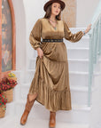 Plus Size Frill Tie Neck Long Sleeve Dress - Little Miss Vanilla