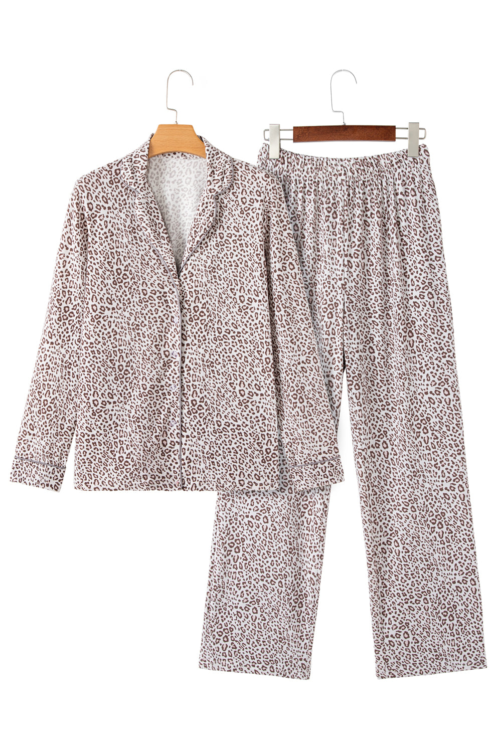 White Leopard Print Long Sleeve and Pants Pajamas Set - Little Miss Vanilla