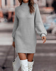 Women's Turtleneck Long Sweater Winter Fashion Long Sleeve Sweater Dress