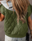 Jungle Green Quilted Drawstring Hooded Zip Up Puffer Vest - Little Miss Vanilla