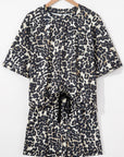 Black Cheetah Printed Casual Tee and Shorts Lounge Set