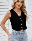 V-Neck Button Down Denim Vest - Little Miss Vanilla