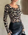 Leopard Scoop Neck Long Sleeve T-Shirt - Little Miss Vanilla