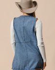 BiBi Braided Trim Open Front Denim Vest with Pockets - Little Miss Vanilla