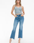 bytos Raw Hem Distressed Mid Rise Crop Jeans - Little Miss Vanilla