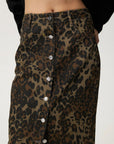 Leopard Button Up Denim Skirt - Little Miss Vanilla