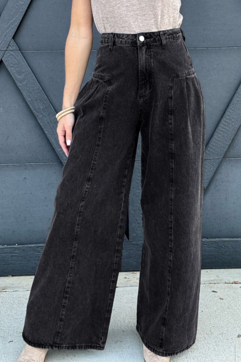 High Rise Wide Leg Jeans with Pockets - Little Miss Vanilla