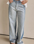 Contrast Straight Leg Jeans with Pockets - Little Miss Vanilla