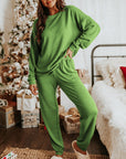 Spinach Green Long Sleeve Pullover and Jogger Pants Lounge Set - Little Miss Vanilla