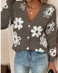 Flowers Print Button Front Cardigan