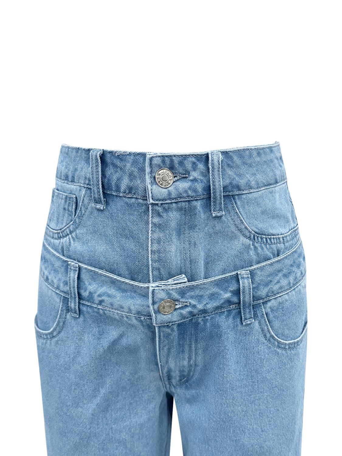 Faux Layered High Waist Jeans - Little Miss Vanilla