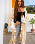 Yellow Bohemian Geometric Printed Loose Sleeve Long Kimono - Little Miss Vanilla