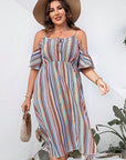 Plus Size Striped Cold-Shoulder Dress - Little Miss Vanilla