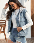 Drawstring Button Up Sleeveless Denim Jacket - Little Miss Vanilla