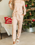 Apricot Christmas Tree Print Loose Fit Two Piece Pajama Set - Little Miss Vanilla