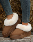 Chestnut Plush Suede Trim Thick Sole Flat Snow Boots - Little Miss Vanilla