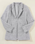 Light Grey Lapel Collar Long Jacket with Pockete - Little Miss Vanilla