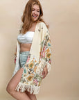 Plus Size Fringe Printed Open Front Cardigan - Little Miss Vanilla