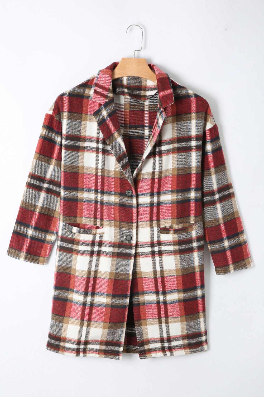 Fiery Red Plaid Button Up Lapel Jacket - Little Miss Vanilla