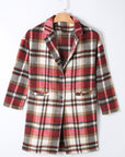 Fiery Red Plaid Button Up Lapel Jacket - Little Miss Vanilla