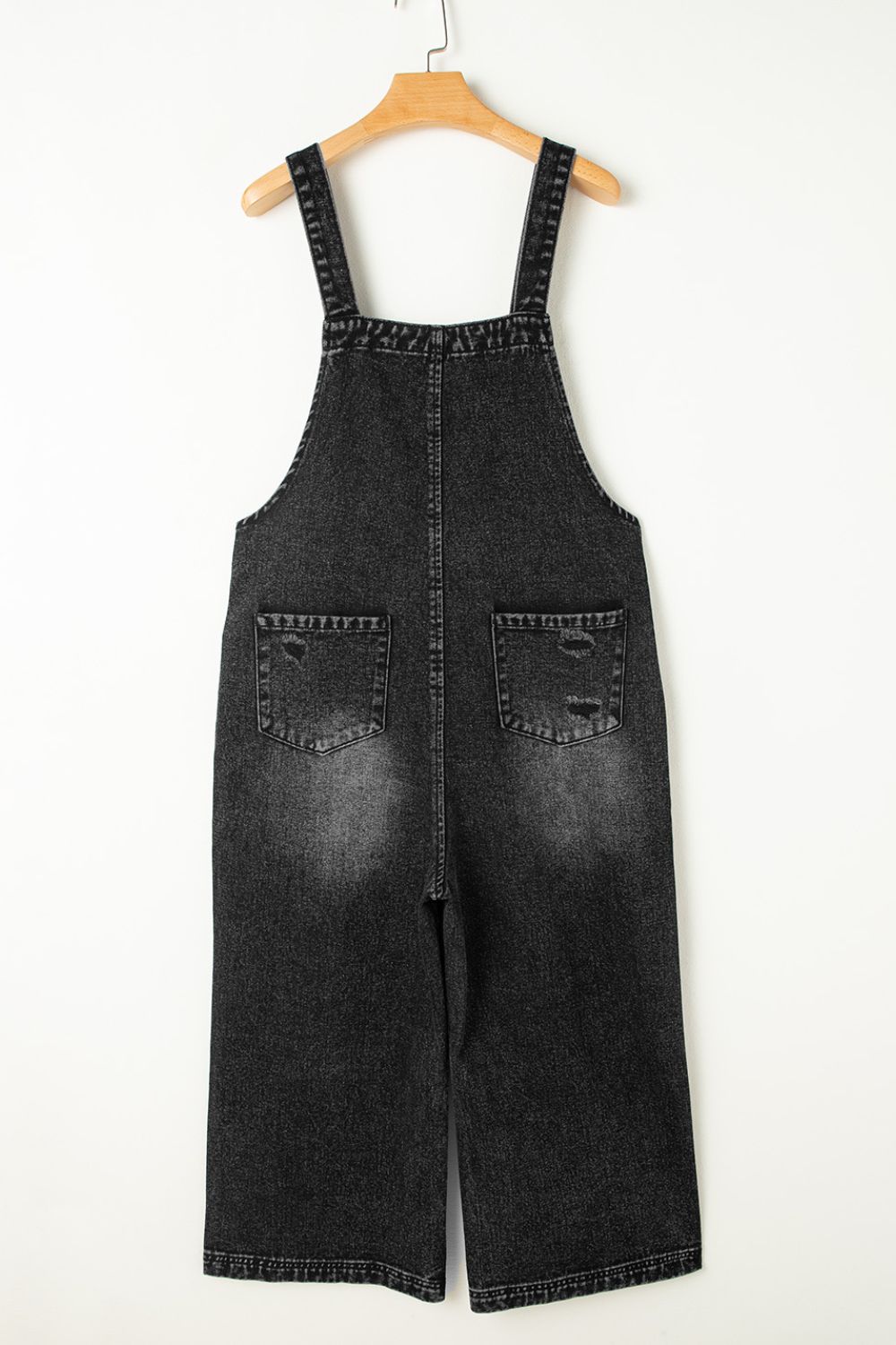 Distressed Wide Strap Denim Overalls - Little Miss Vanilla