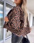 Women's Leopard Print Jacket With Pocket Y2K Fashion Lapel Single-breasted Denim Overcoat Women's Clothing - Little Miss Vanilla