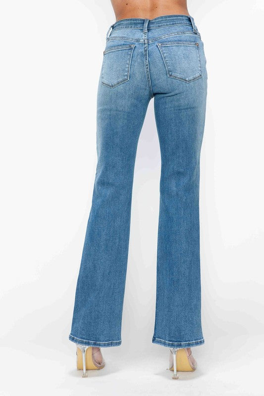 bytos Full Size Cat's Whiskers Mid Rise Bootcut Jeans - Little Miss Vanilla