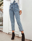 Tied Straight Leg Jeans with Pockets - Little Miss Vanilla