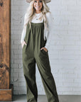 Jungle Green Solid Pocketed Loose Fit Corduroy Overall