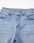 Beau Blue Mineral Wash Raw Hem High Waist Flared Jeans