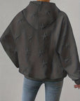 Plus Size Star Texture Long Sleeve Drawstring Hoodie - Little Miss Vanilla