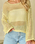 Openwork Round Neck Dropped Shoulder Knit Cover Up - Little Miss Vanilla