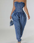 Women's Tube Top High Elastic Fashion Denim Jumpsuit - Little Miss Vanilla