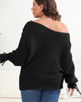 Plus Size One Shoulder Beaded Sweater - Little Miss Vanilla