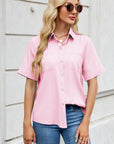 Collared Neck Short Sleeve Shirt - Little Miss Vanilla