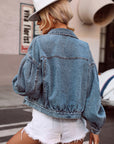 Collared Neck Dropped Shoulder Denim Top - Little Miss Vanilla