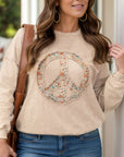 Plus Size Peace Sign Long Sleeve Sweatshirt - Little Miss Vanilla