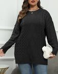 Plus Size Round Neck Long Sleeve Sweater - Little Miss Vanilla