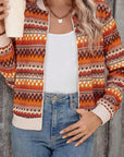 Orange Boho Striped Zip Up Long Sleeve Jacket - Little Miss Vanilla