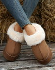 Chestnut Plush Suede Trim Thick Sole Flat Snow Boots - Little Miss Vanilla