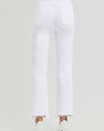 RISEN Full Size Tummy Control Elastic Band High Rise Crop Straight Jeans - Little Miss Vanilla