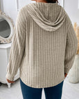 Plus Size Drawstring Dropped Shoulder Hooded T-Shirt - Little Miss Vanilla