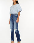 Kancan High Rise Distressed Slim Straight Jeans - Little Miss Vanilla