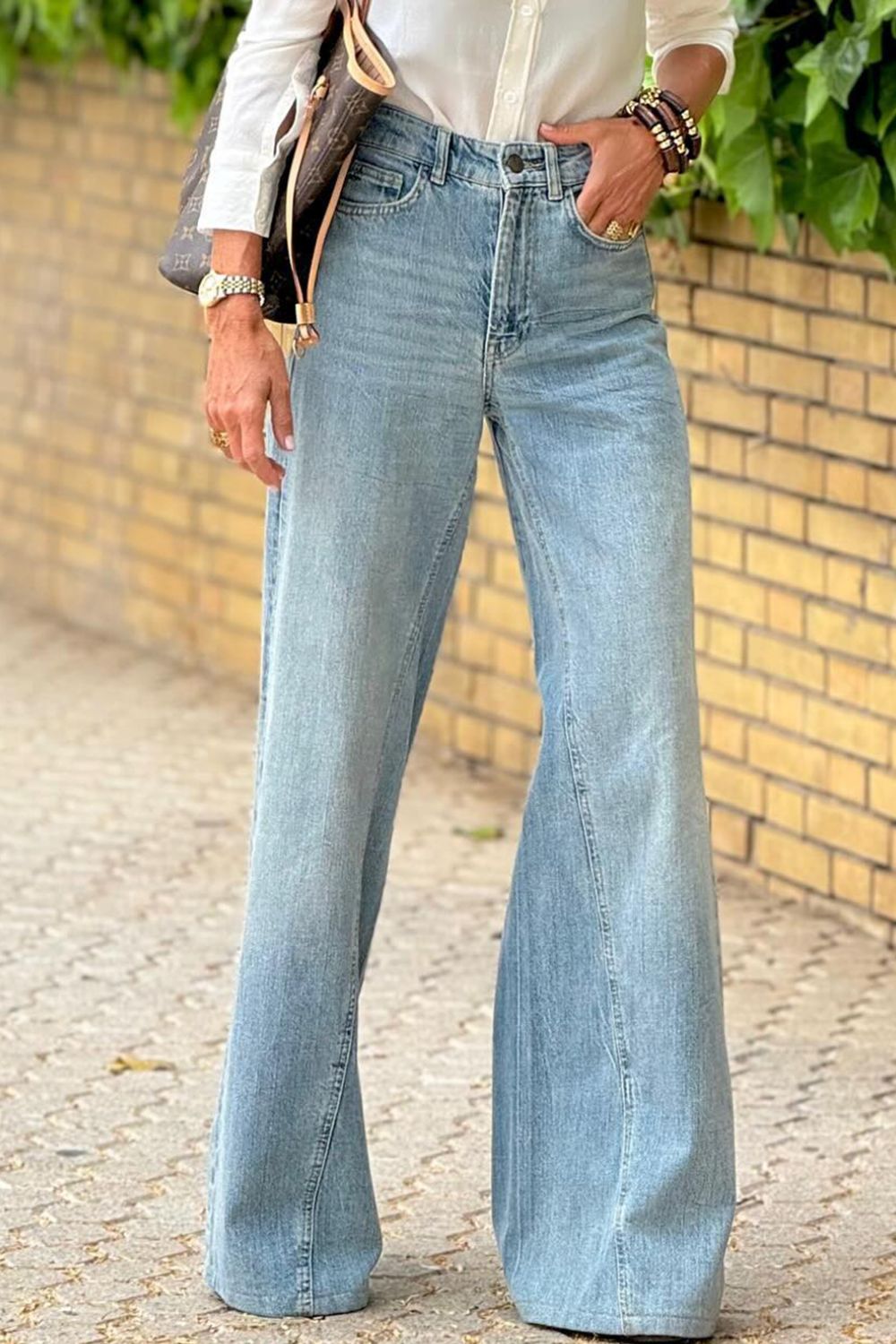 Wide Leg Jeans with Pockets - Little Miss Vanilla